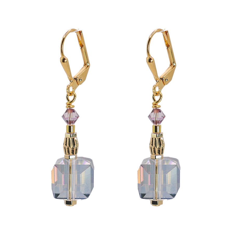 AMARA Cube Earrings- Amethyst Short