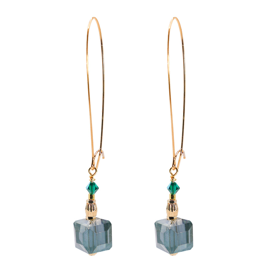 AMARA Cube Earrings- Emerald Long