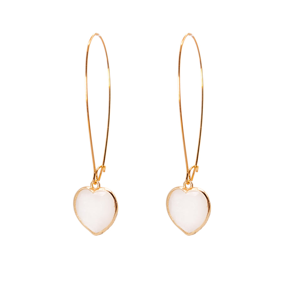 Coeur Blanc- Long Earrings