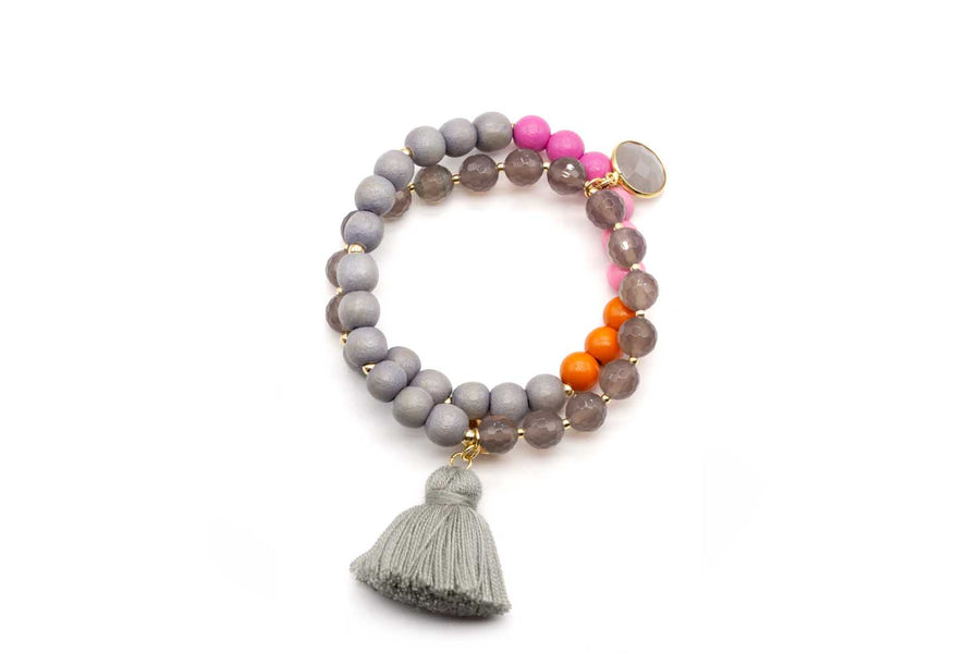 Mala Twin Grey Berry Bracelet