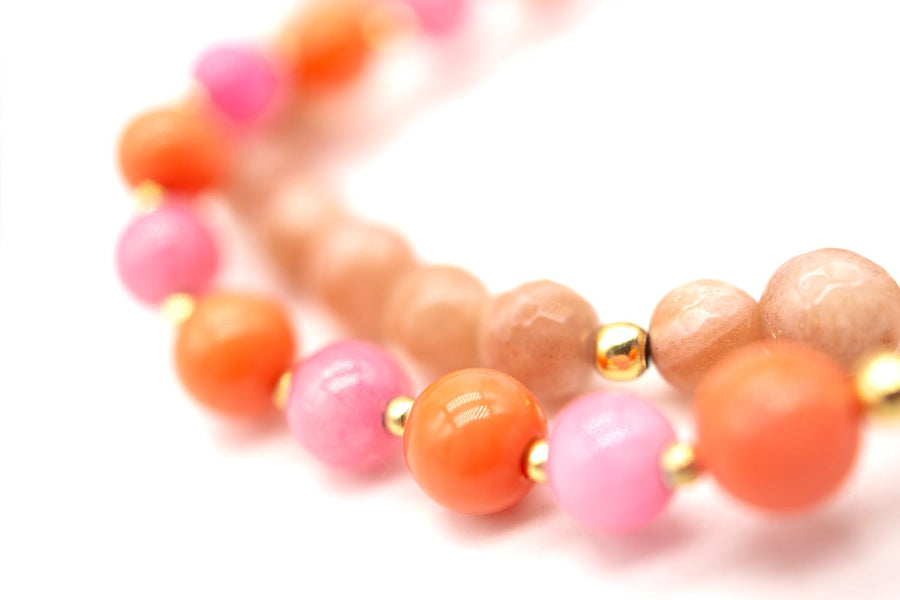 Mala Twin Sunstone Coral Bracelet