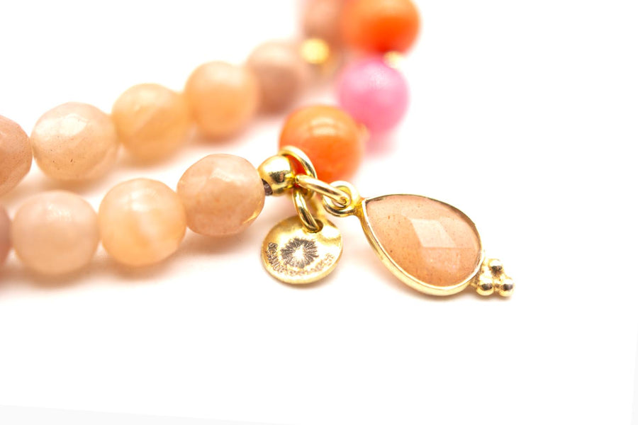 Mala Twin Sunstone Coral Bracelet