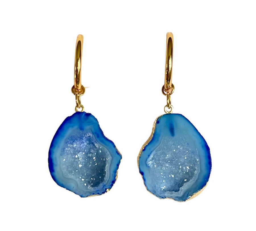 Blue Hoop Rocks in The Sky Earrings