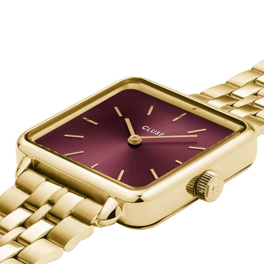 La Tétragone Watch Steel Dark Cherry, Gold Colour CW10312