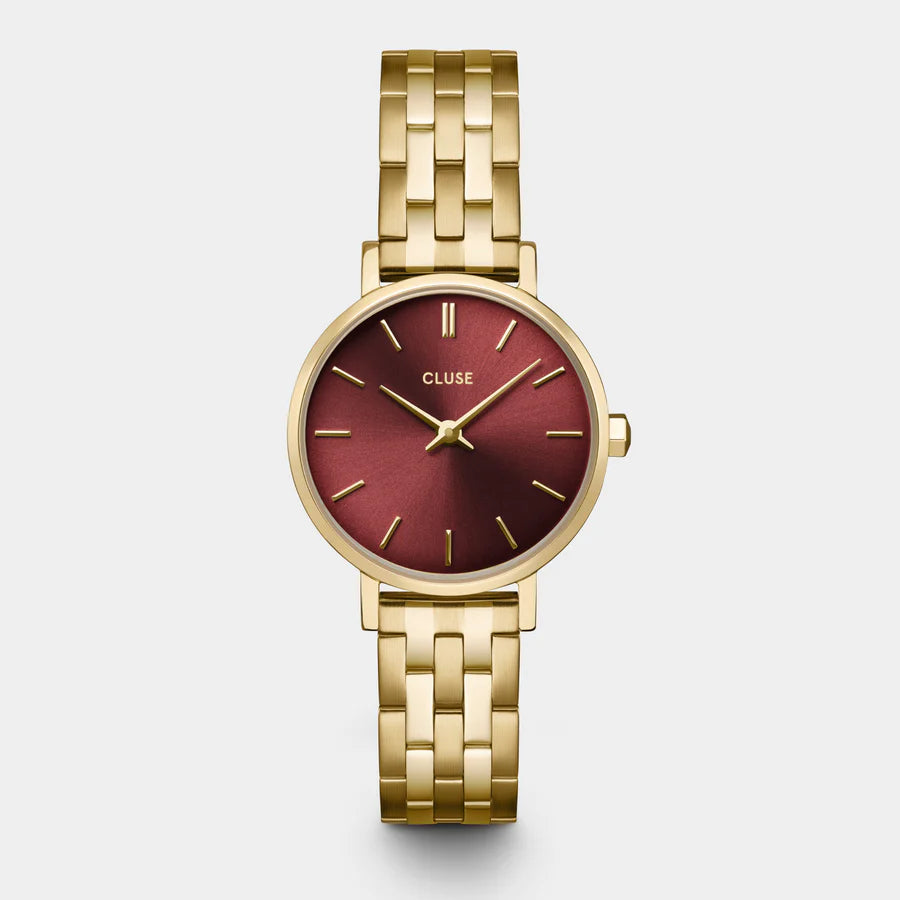 Boho Chic Petite Steel Watch, Dark Cherry, Gold Colour CW10505