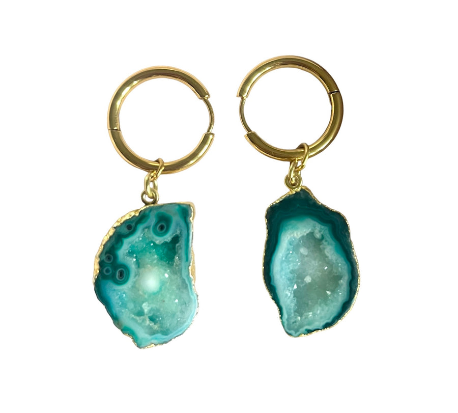 Rocks in The Sky Green Hoop Earrings