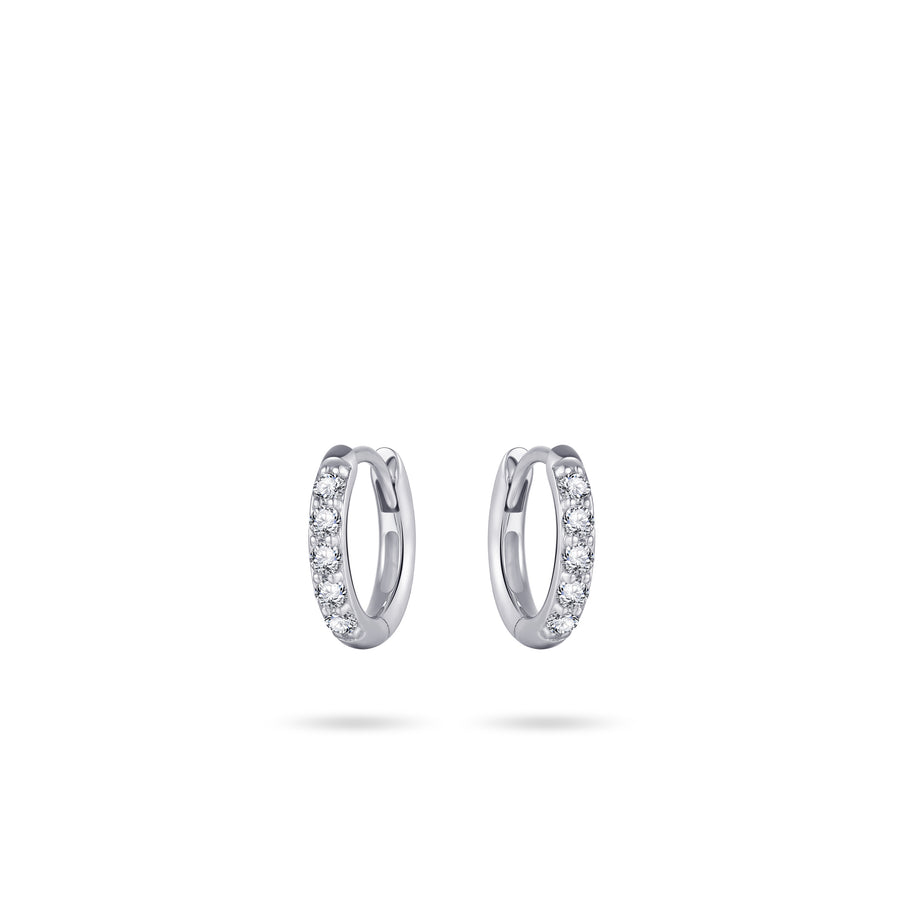 Mini sparkle hoop huggie style earring. 925 Sterling Silver and 18ct Gold Plated.