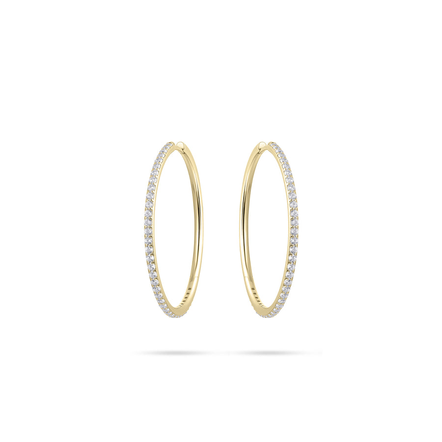 Extra Large Hoop Sparkle Earring. Huggie Style Hoop Earring. 18ct Yellow Gold Plated 925 Sterling Silver Earring.