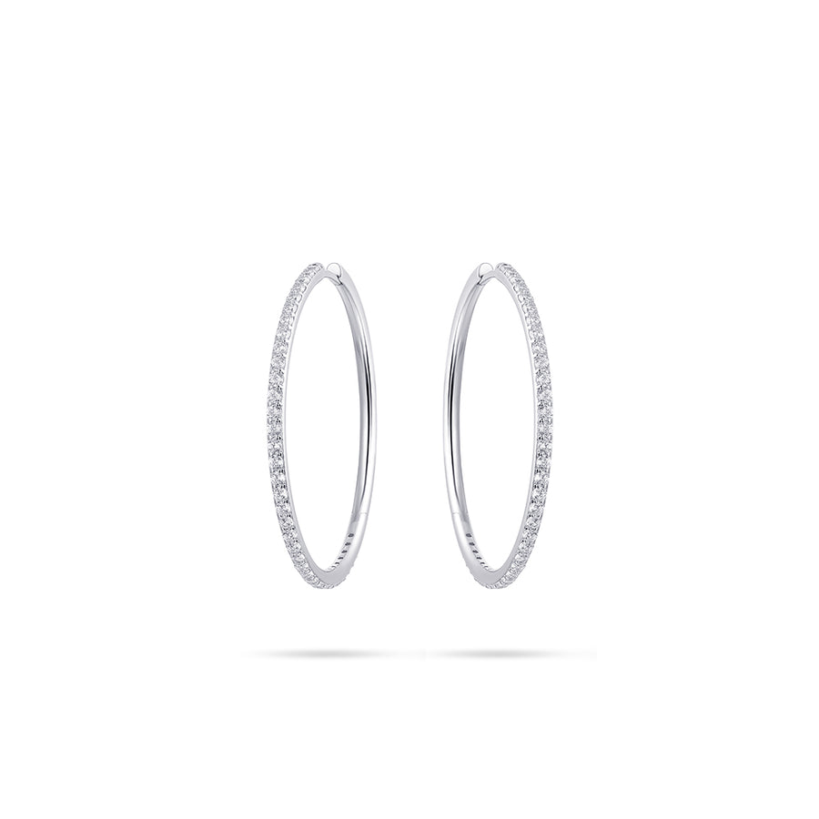 Extra Large Hoop Sparkle Earring. Huggie Style Hoop Earring. 925 Sterling Silver Earring.