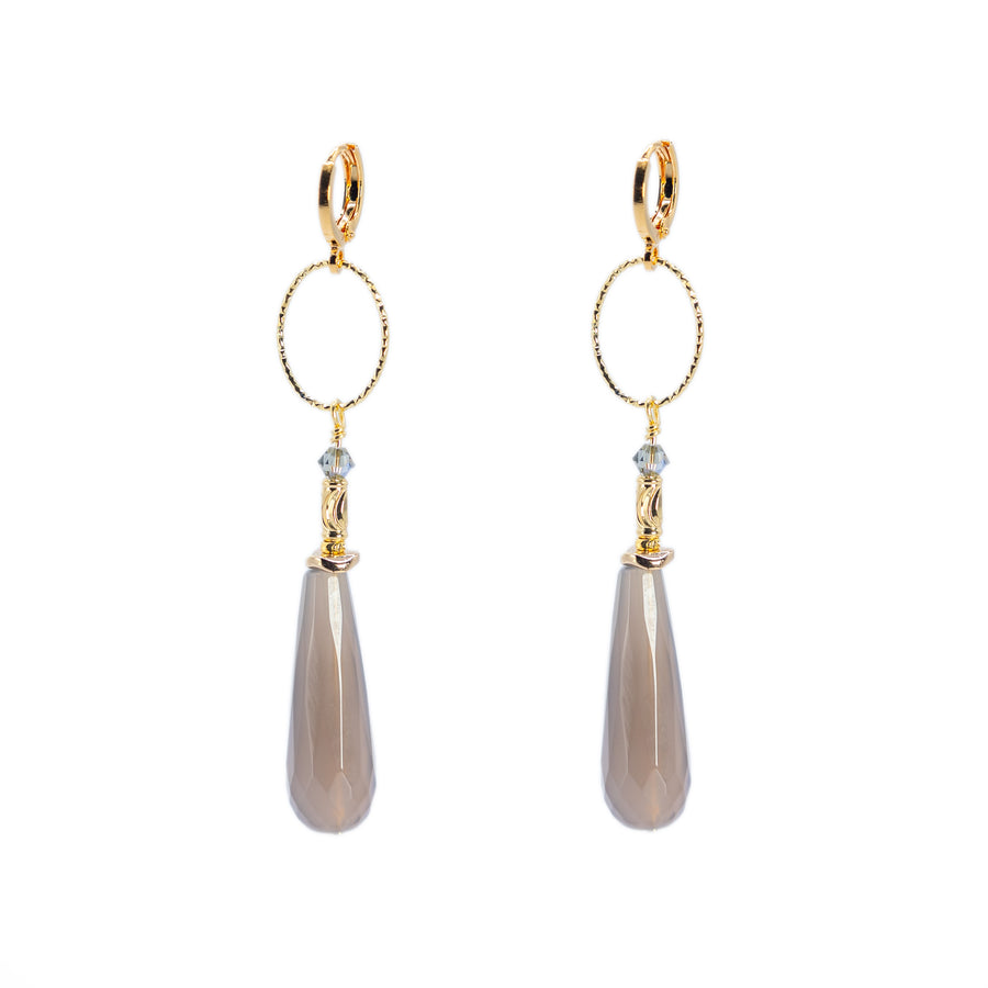 Rhiannon Oval Long Drop Earrings