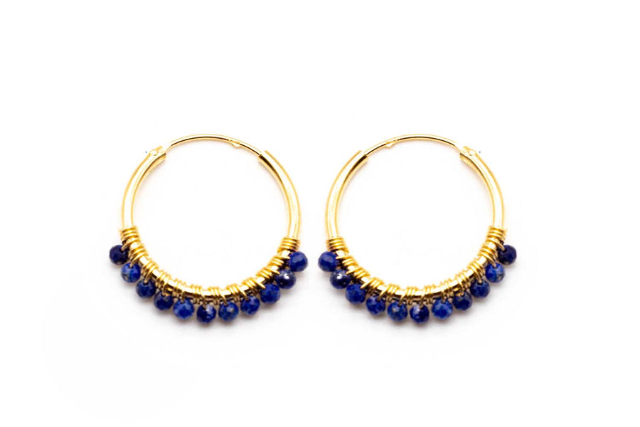 O23 Lapis Lazuli Hoop Earrings