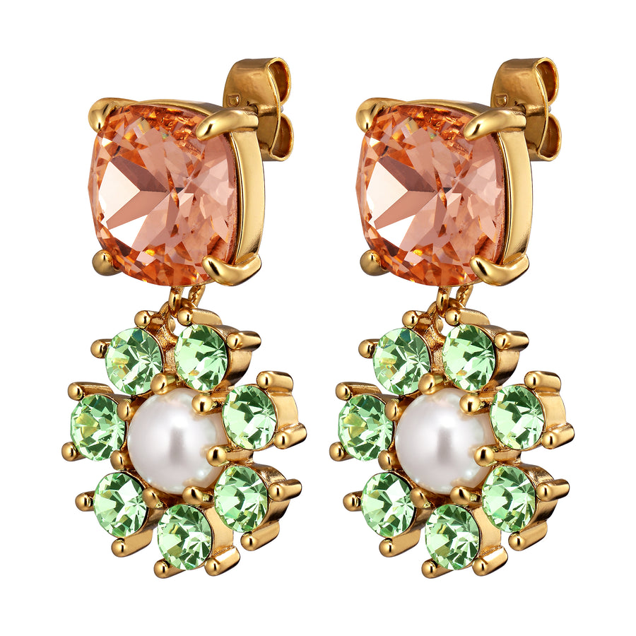 Poppy SG Light Green/Peach/White Pearl Earrings