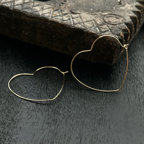 Hammered Heart Hoop Earrings