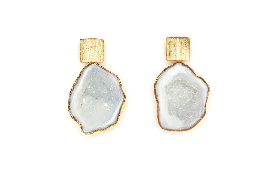 Rocks in the Sky White Earrings