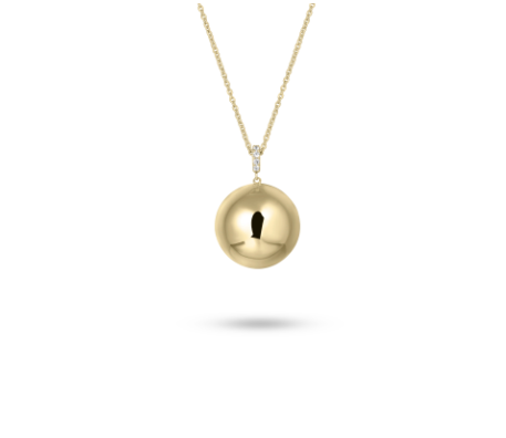 Single Large Bead Necklace. Single Ball Necklace. 925 Sterling Silver and 18ct Gold Plated 