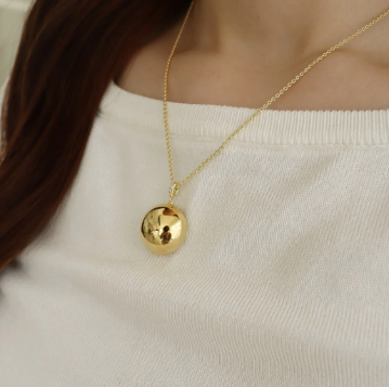 Single Large Bead Necklace. Single Ball Necklace. 925 Sterling Silver and 18ct Gold Plated