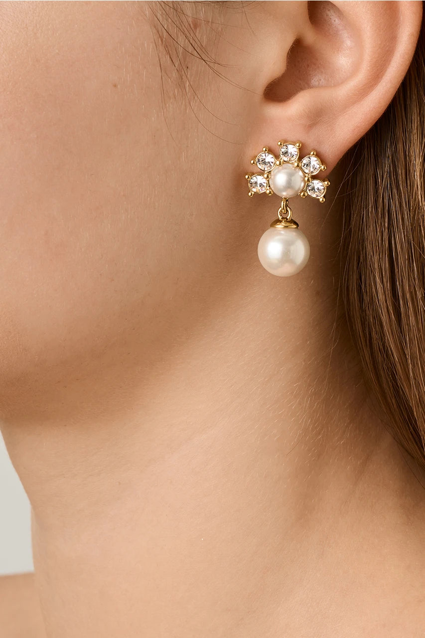 Veronica SG Crystal/White Pearl Earrings